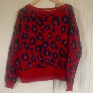Juicy Couture Red and Purple Patterned Sweater